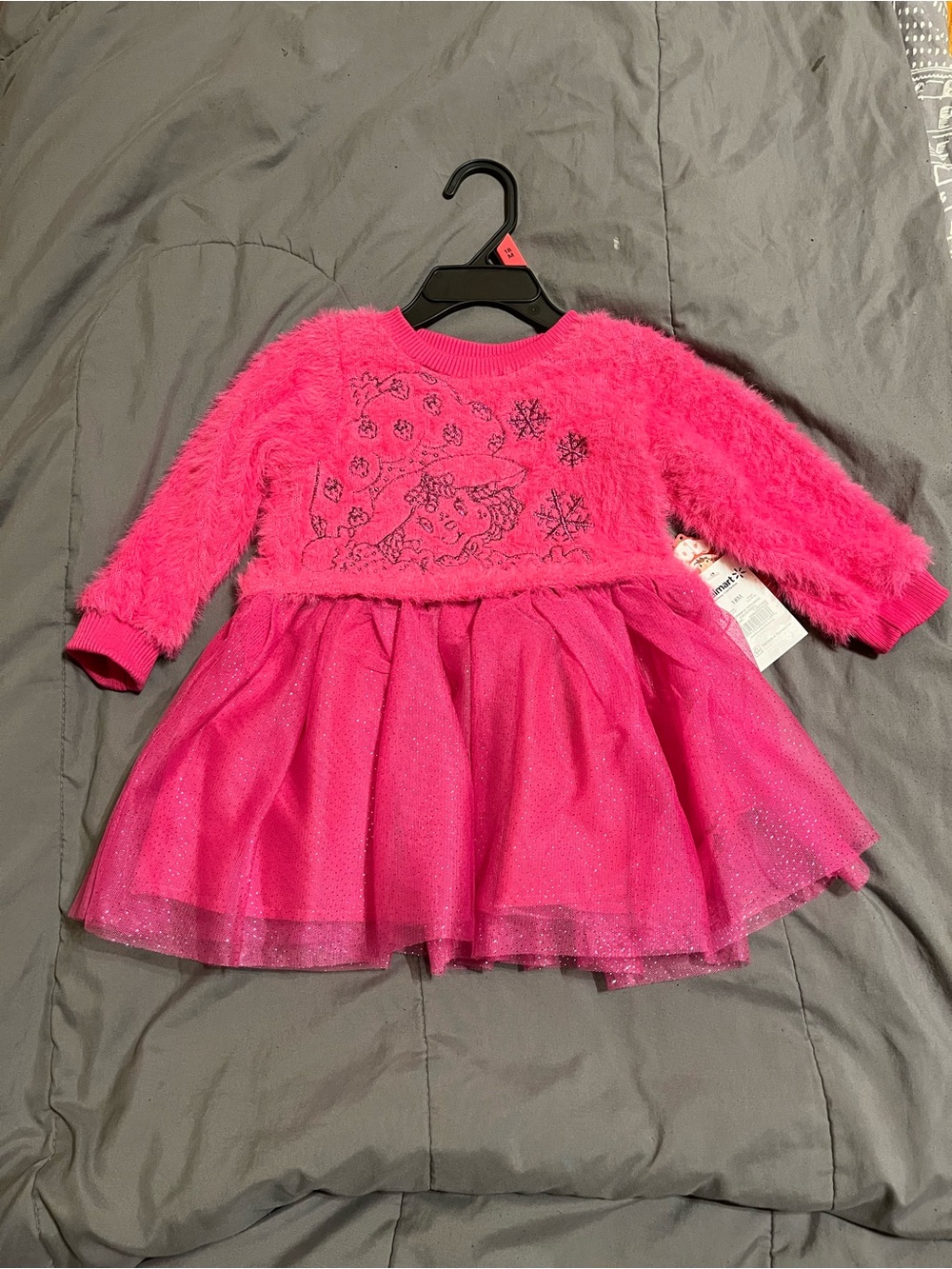 Girls' Hot Pink Fuzzy Tulle Dress